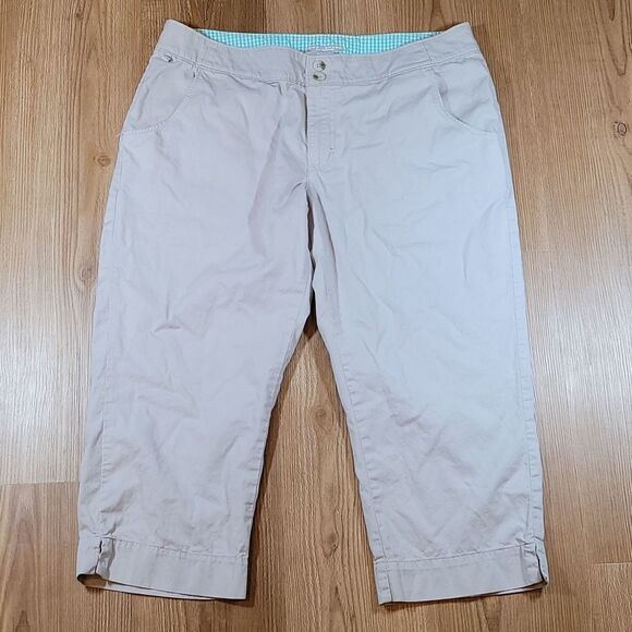 🔺️Columbia Tan PFG Omni Shade Sun Protection Capri Pants Size 14/32 - Picture 2 of 12